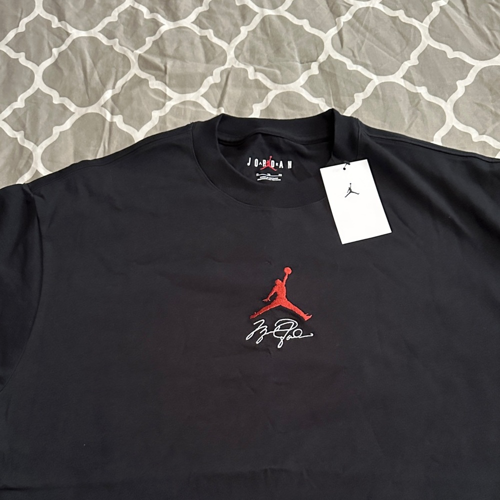 Jordan Men's Black Long Sleeve Tee with Red Jumpman Logo